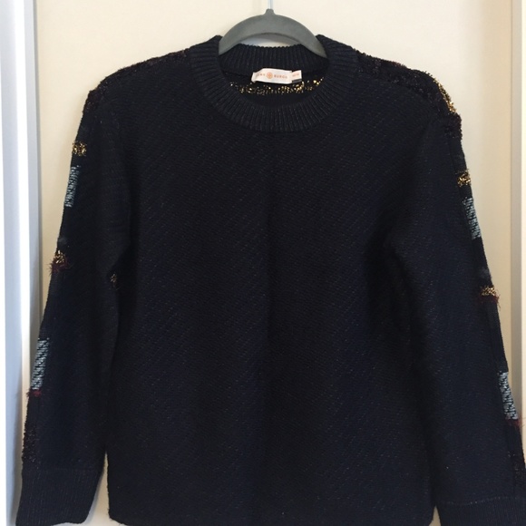 Tory Burch 'Danielle' Metallic Stripe Back Sweater - Picture 4 of 6